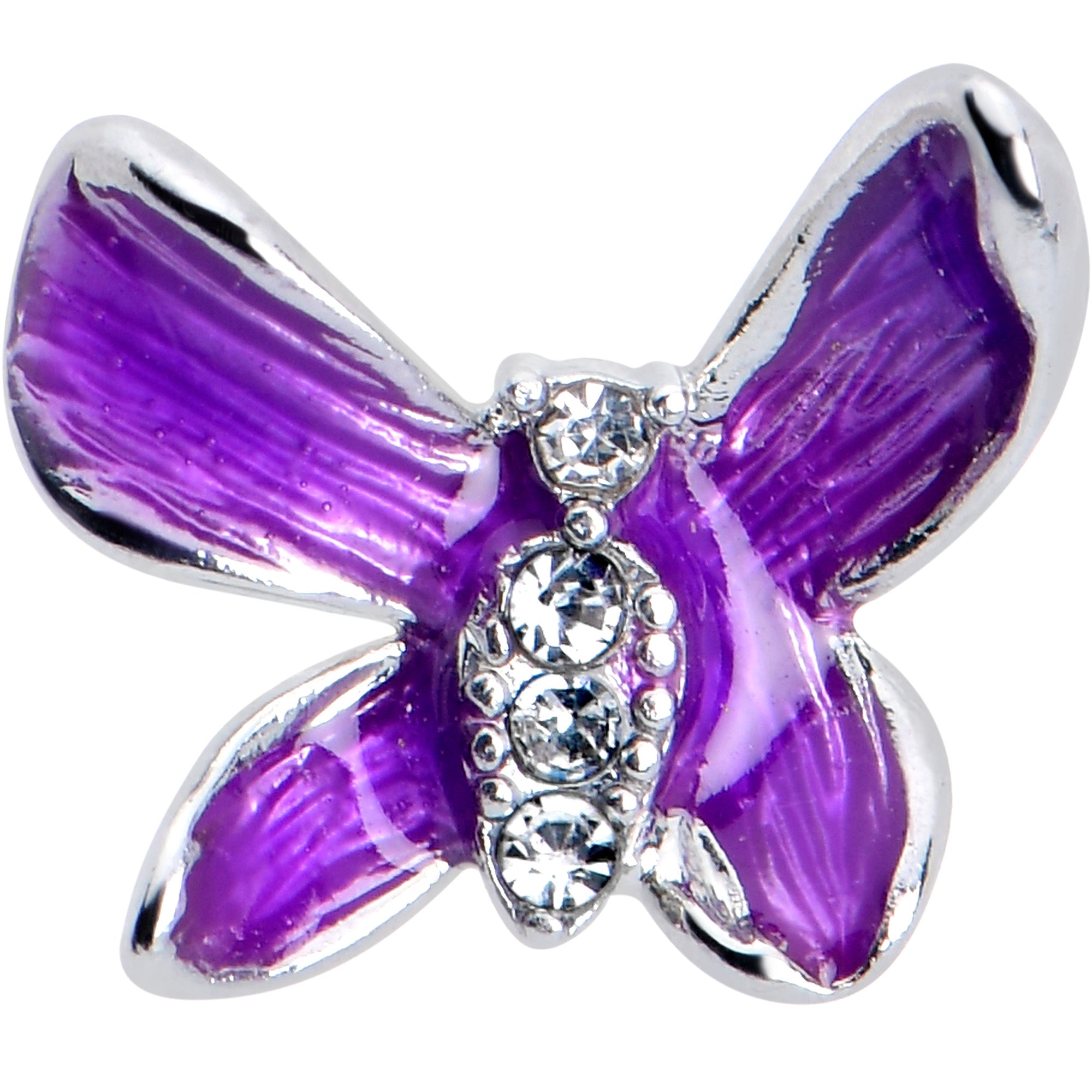 16G 1/4 Clear Gem Chunky Butterfly Purple Cartilage Tragus Earring