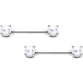 14G 9/16 White Faux Pearl June Birthstone Nipple Ring Set