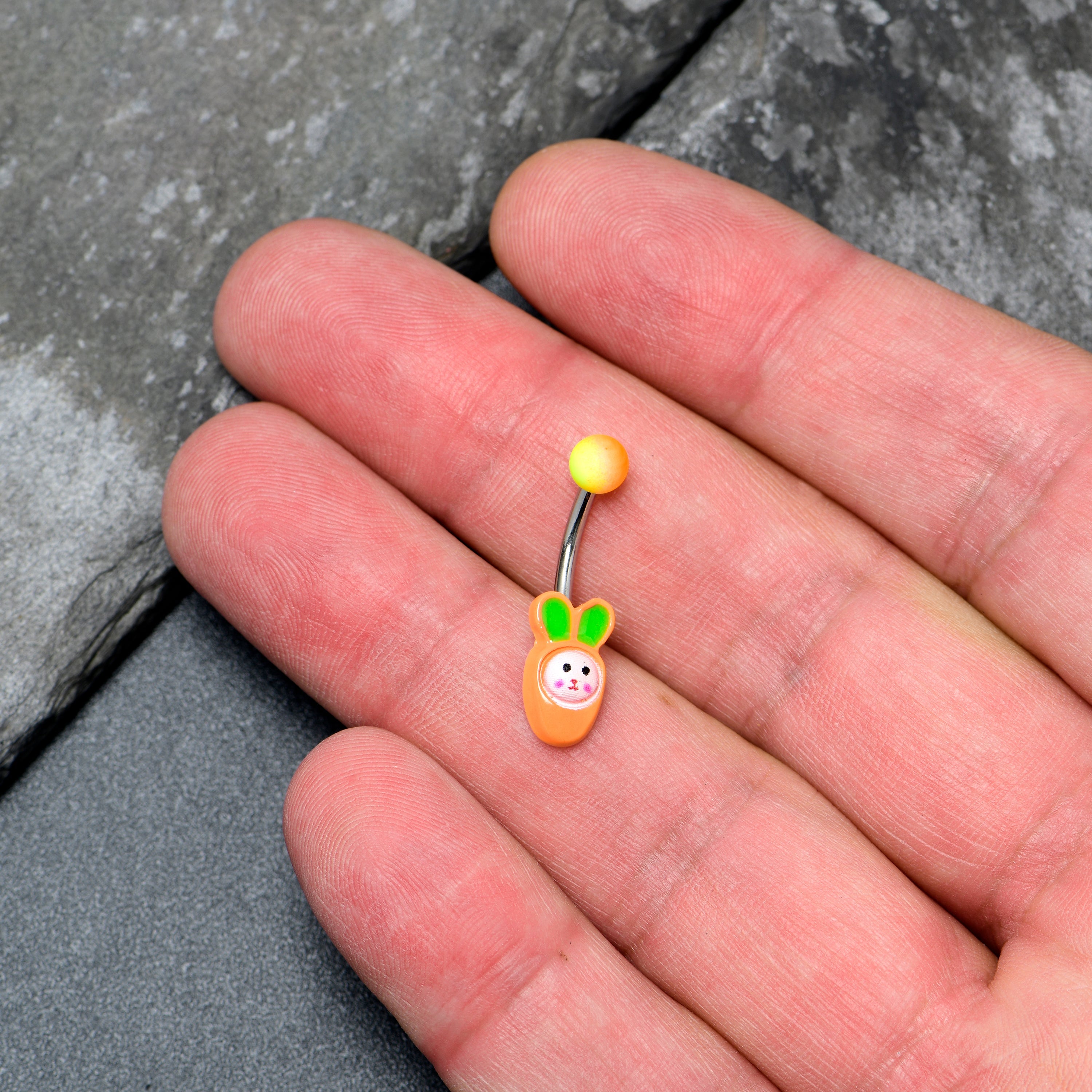 Surprise Carrot Easter Bunny Belly Ring