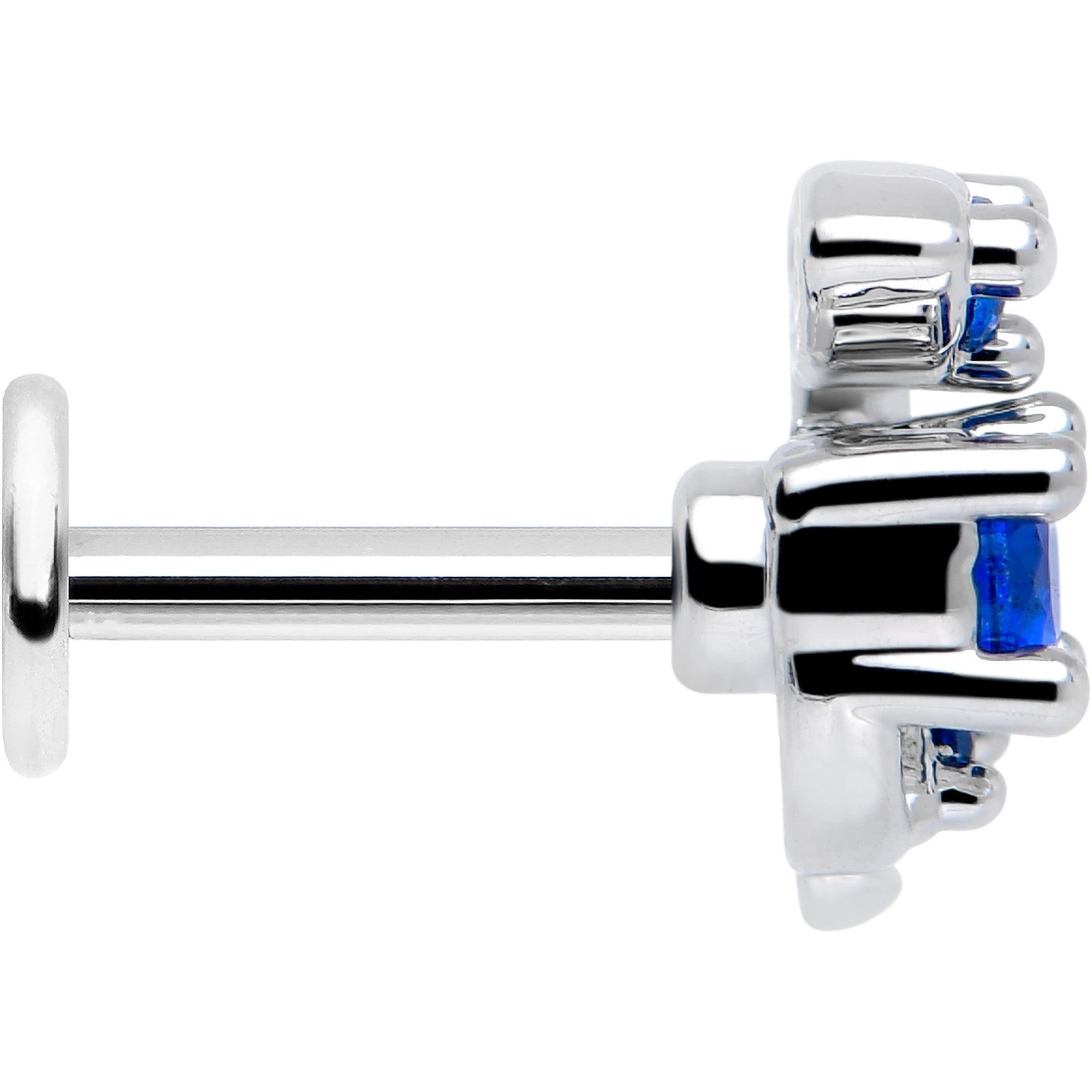 16G 1/4 Blue Gem Twining Vine Flatback Stud