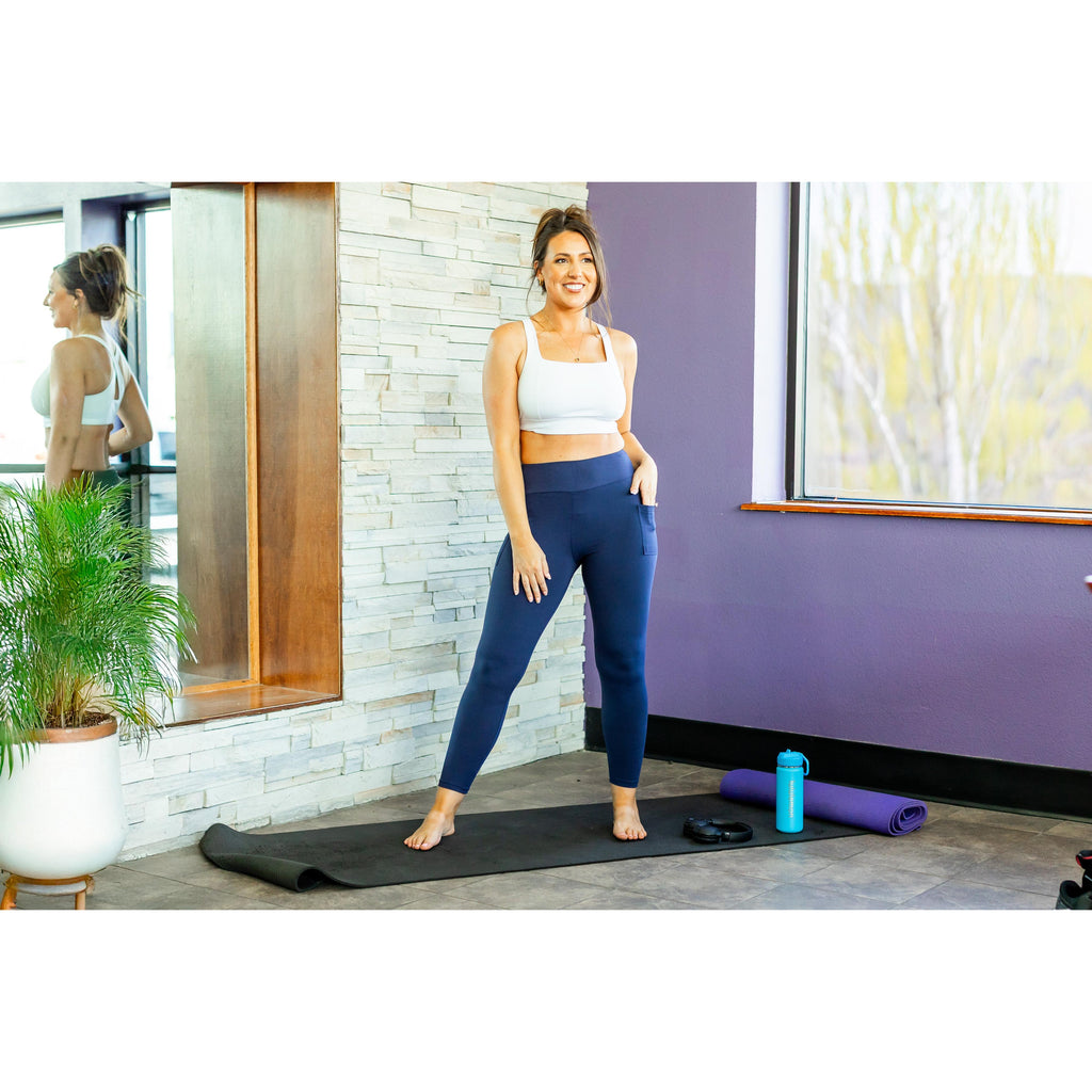 Riley - 7/8 Ankle Length NAVY Leggings with Pockets*