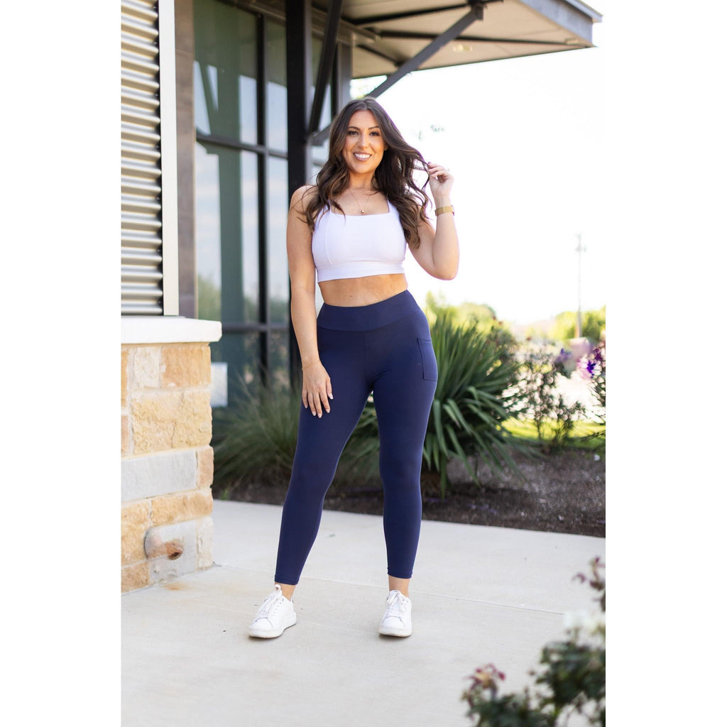 Riley - 7/8 Ankle Length NAVY Leggings with Pockets*