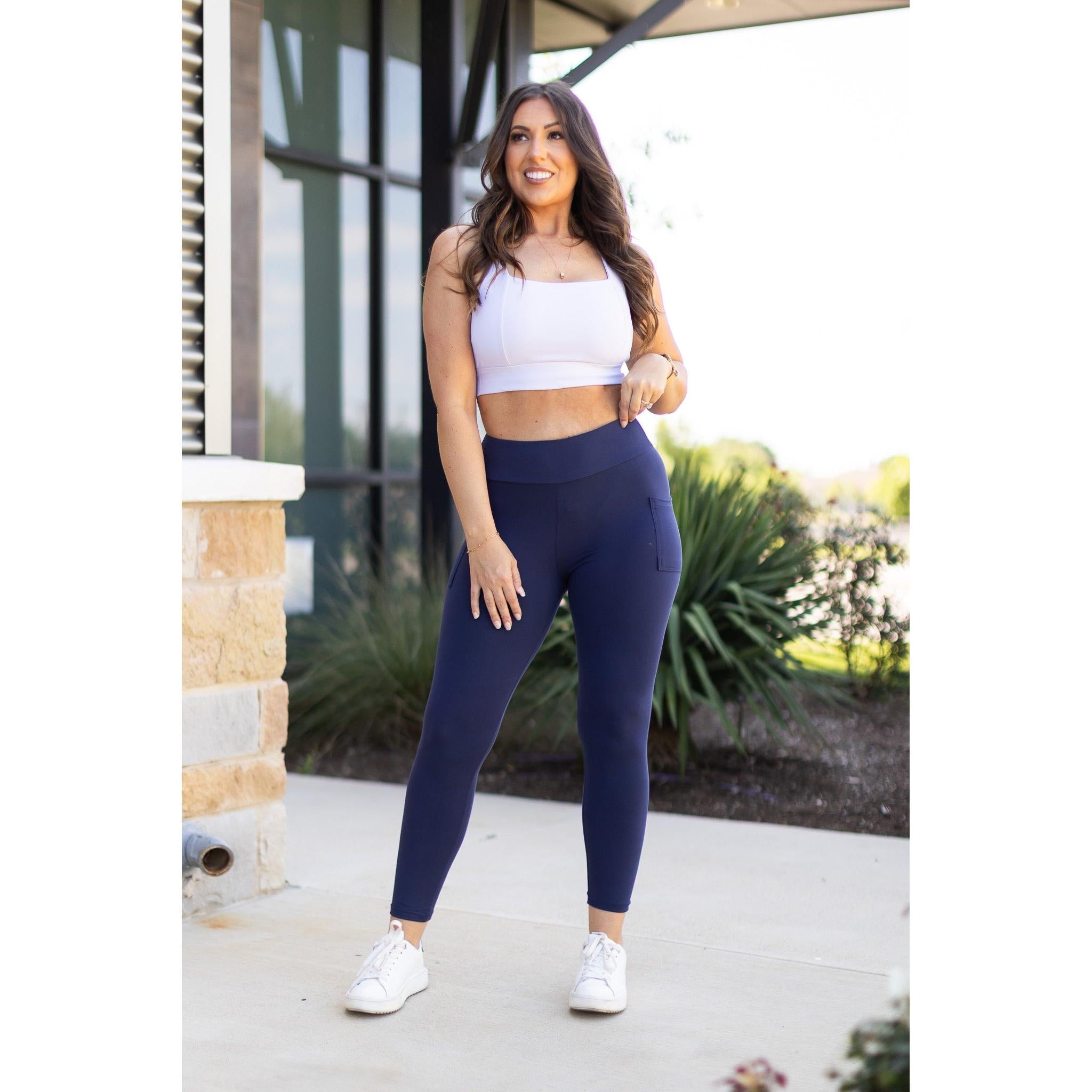 Riley - 7/8 Ankle Length NAVY Leggings with Pockets*