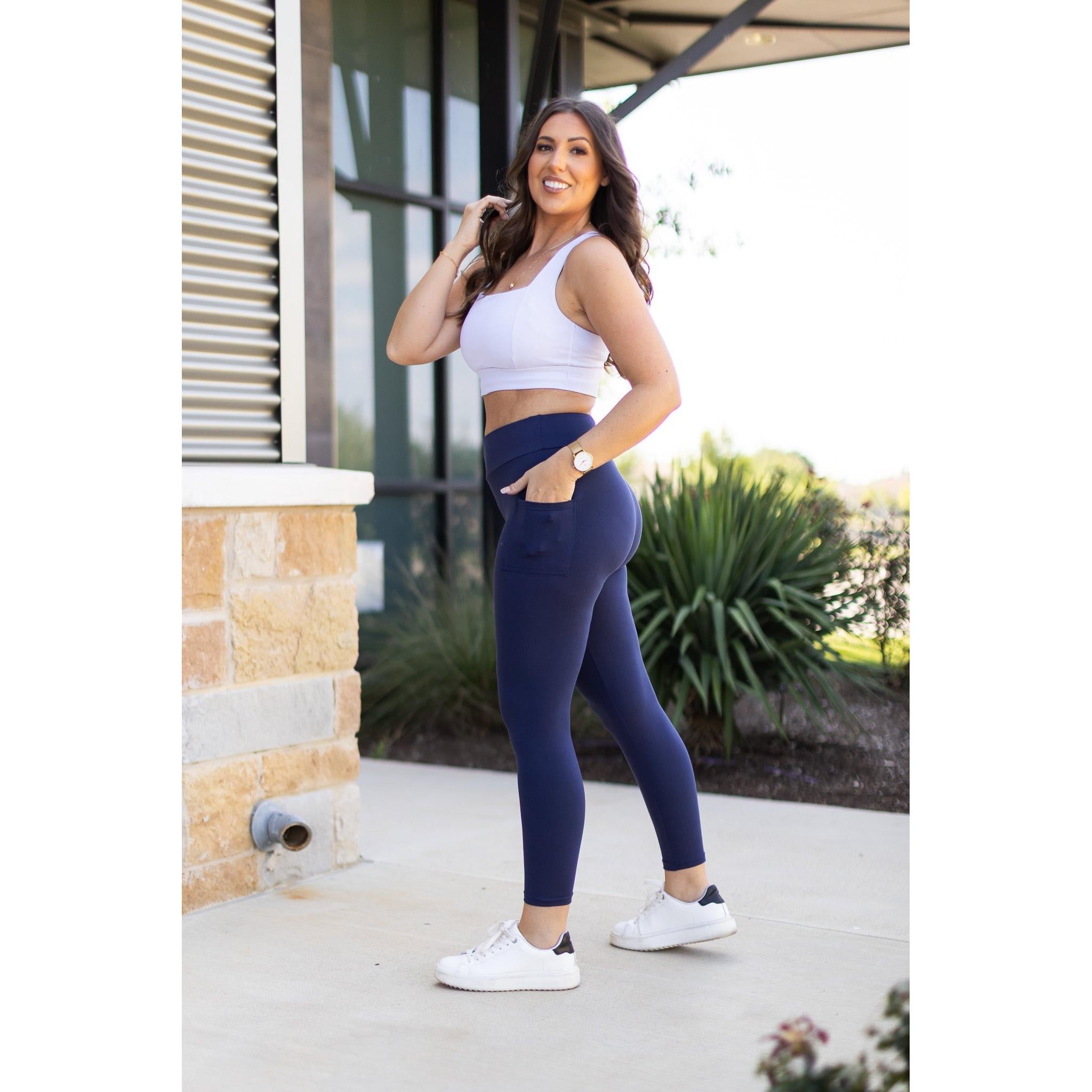 Riley - 7/8 Ankle Length NAVY Leggings with Pockets*