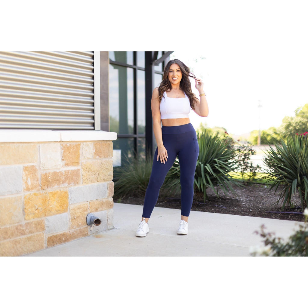 Riley - 7/8 Ankle Length NAVY Leggings with Pockets*