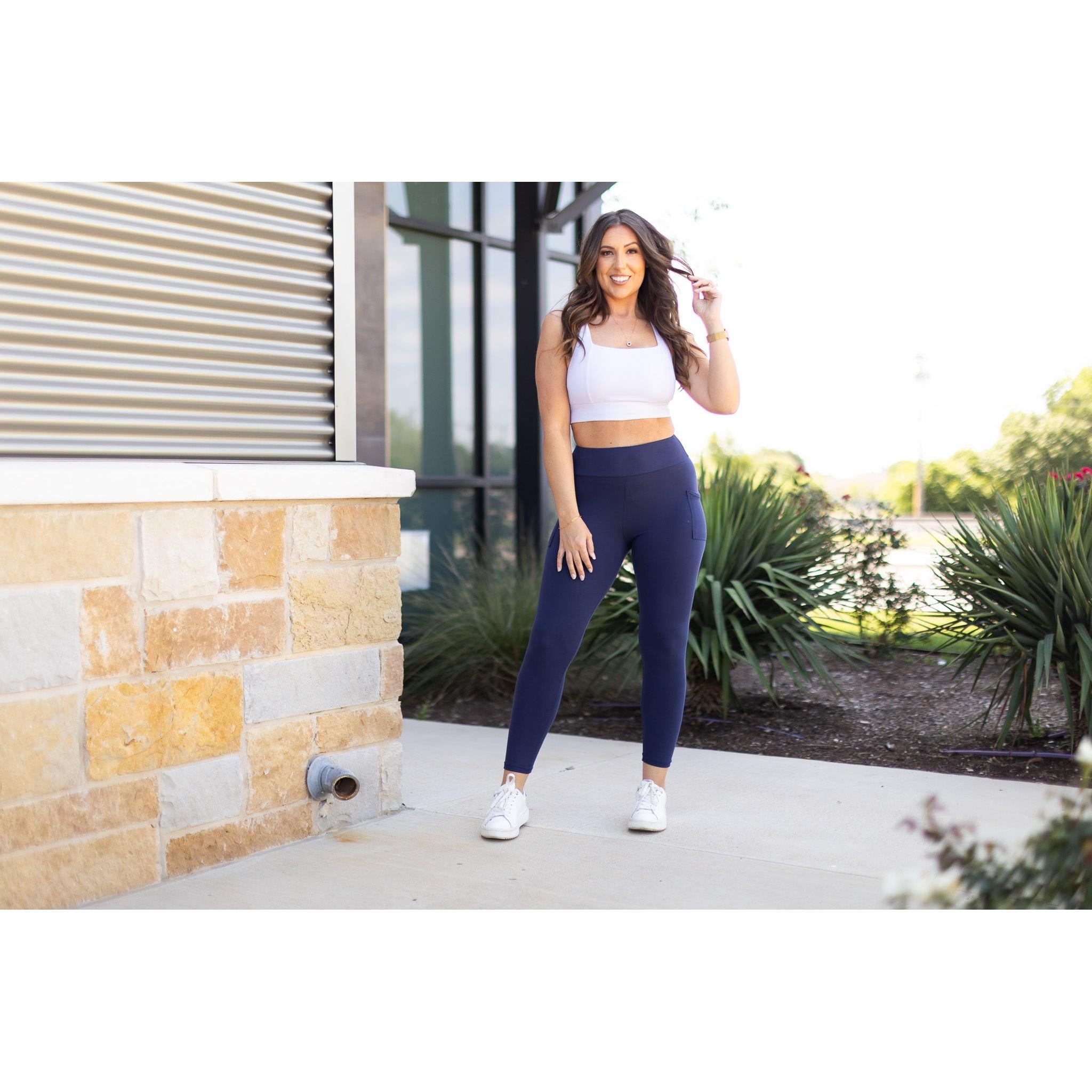 Riley - 7/8 Ankle Length NAVY Leggings with Pockets*