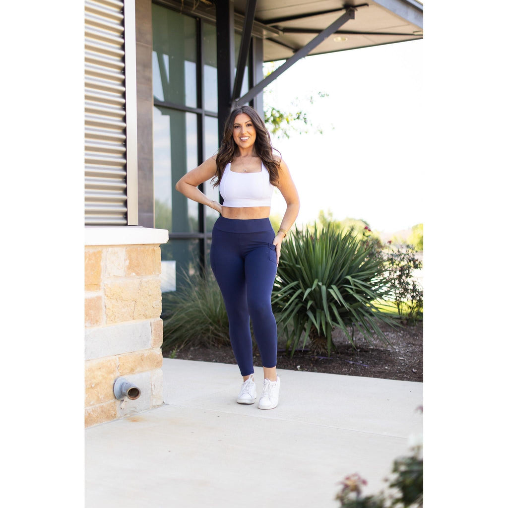 Riley - 7/8 Ankle Length NAVY Leggings with Pockets*