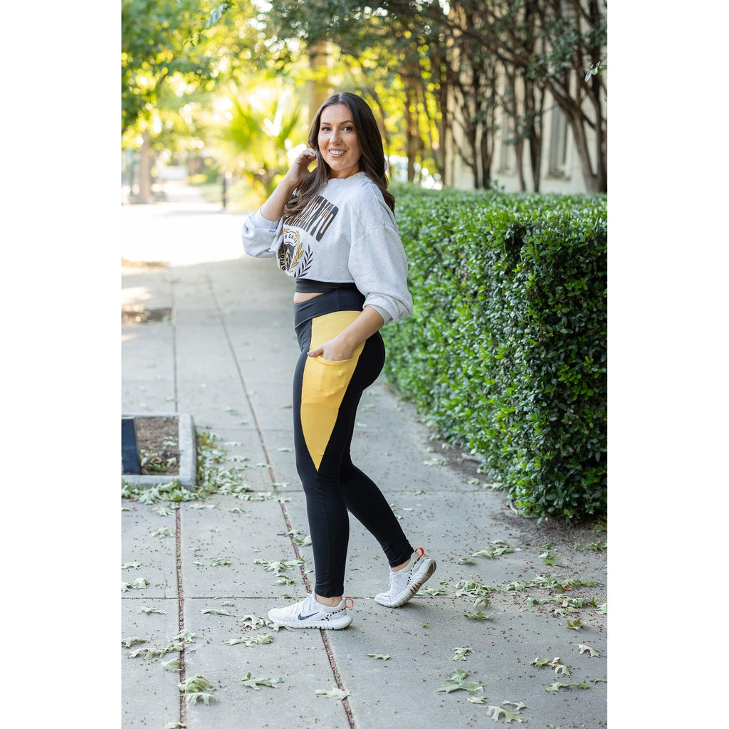 Yasmine - Yellow Panel Full Length Leggings