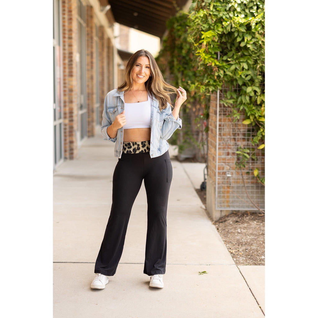 Kristen - Leopard Fold Over Bootcut Leggings*