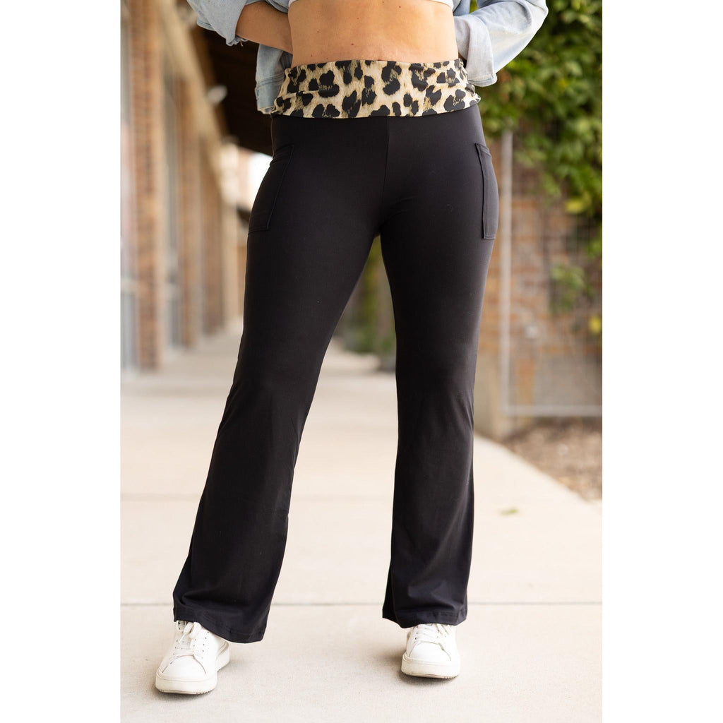 Kristen - Leopard Fold Over Bootcut Leggings*