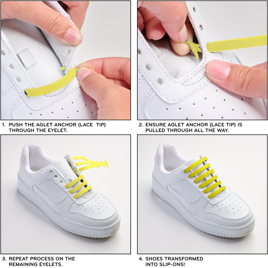 Yellow Stretchy Tieless Silicone Elastic Shoelaces | 20 Straps