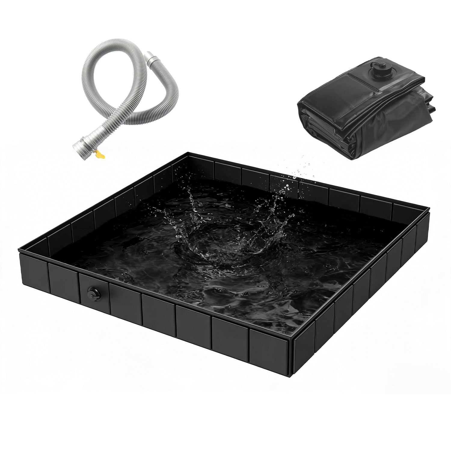 41x41x5.5in Portable Shower Pan Foldable Shower Basin Collapsible Camping Shower Tent Base with Detachable Drain Pipe for Indoor & Outdoor