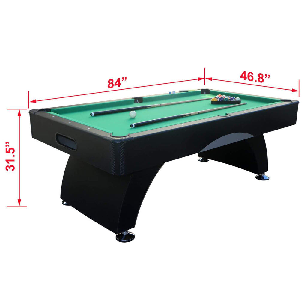 Premium 7FT Black Billiards Game Room Table For Home With Cue Sticks And Billiard Balls (SAK58210)