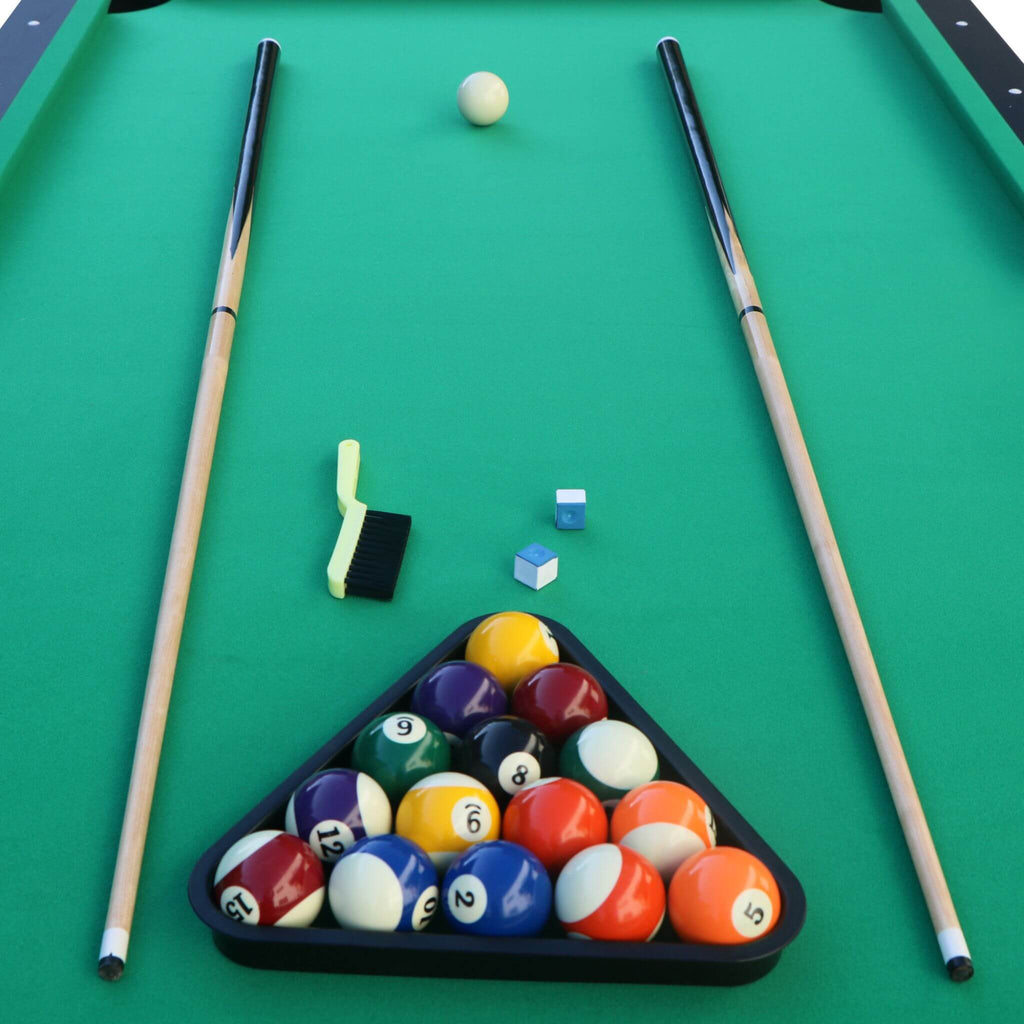 Premium 7FT Black Billiards Game Room Table For Home With Cue Sticks And Billiard Balls (SAK58210)