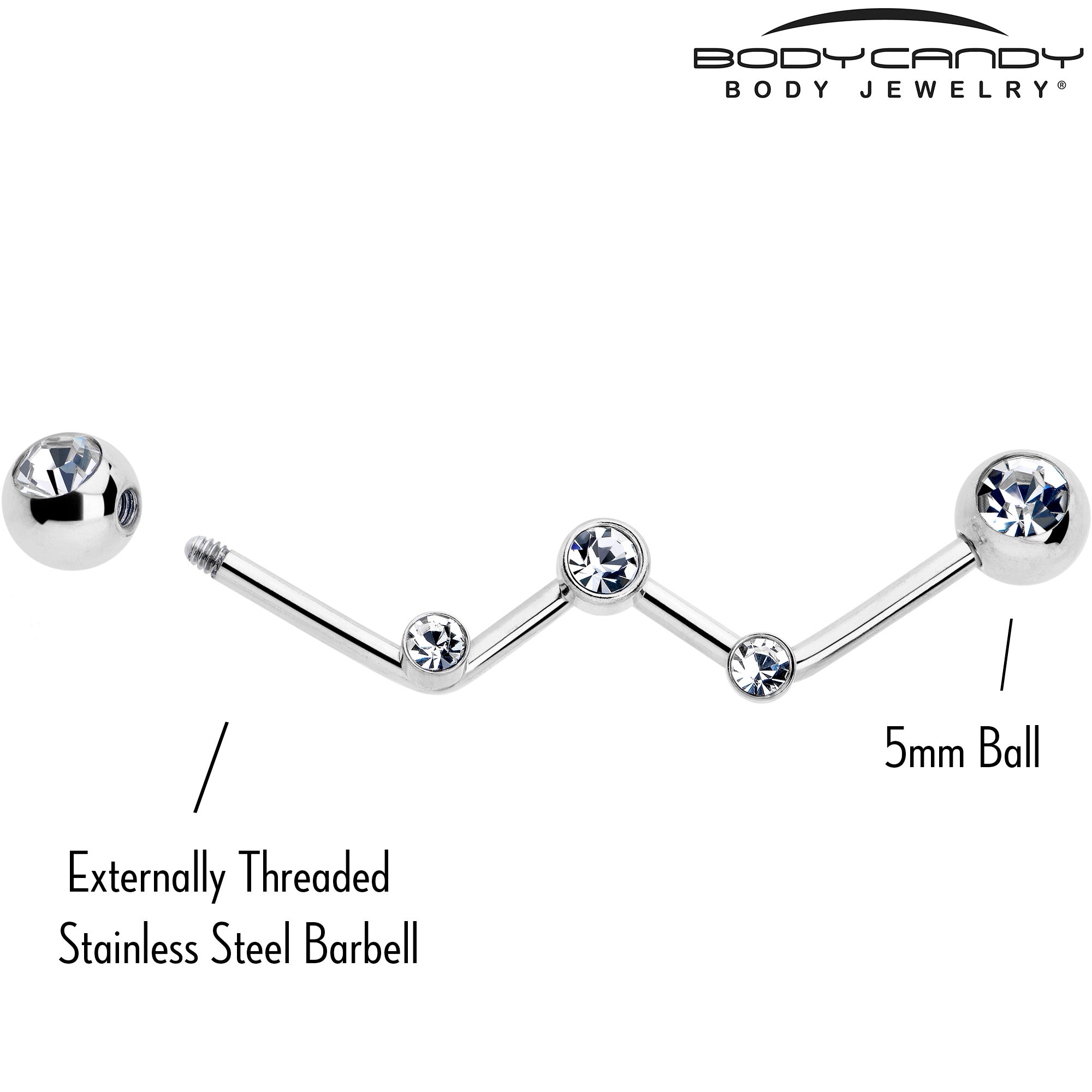 14G Clear Gem Constellation Style Project Bar 32mm