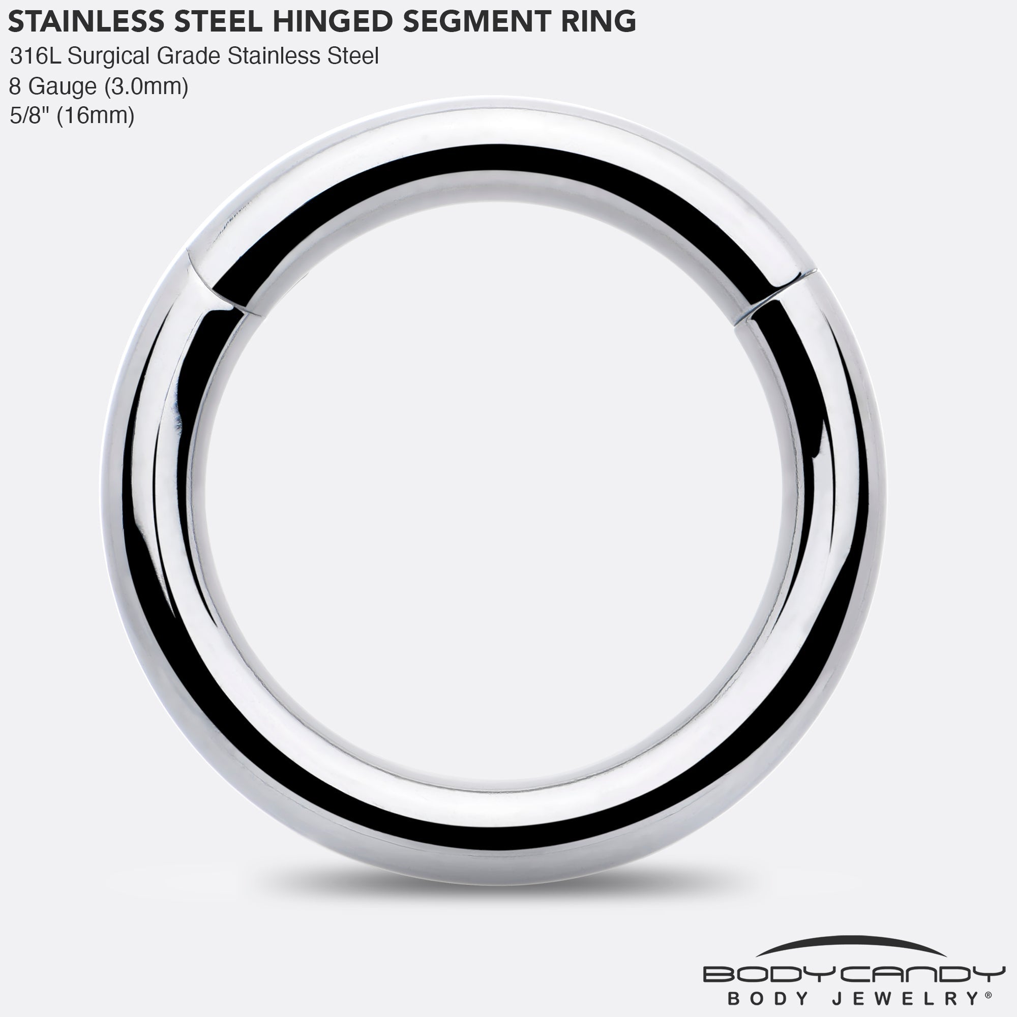 8G 5/8 316L Surgical Steel Precision Hinged Segment Hoop