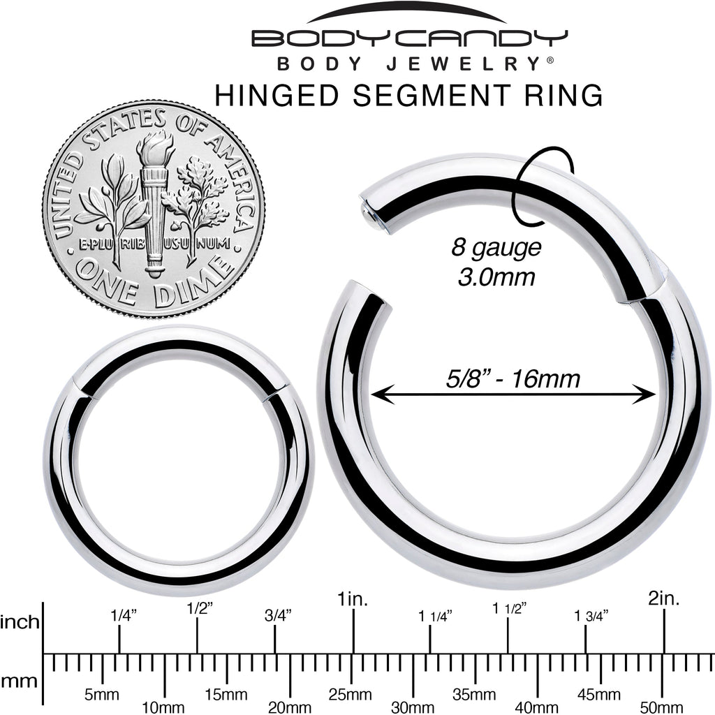 8G 5/8 316L Surgical Steel Precision Hinged Segment Hoop