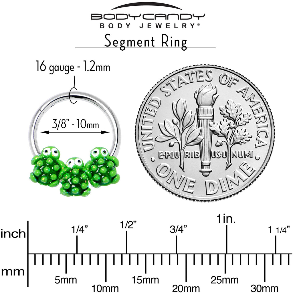 16G 3/8 Texture Turtle Trio Hinged Segment Ring