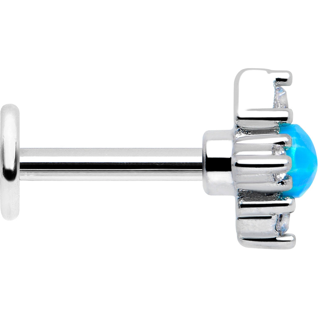 16G 1/4 Blue Synthetic Opal Rhombus Star Flatback Stud