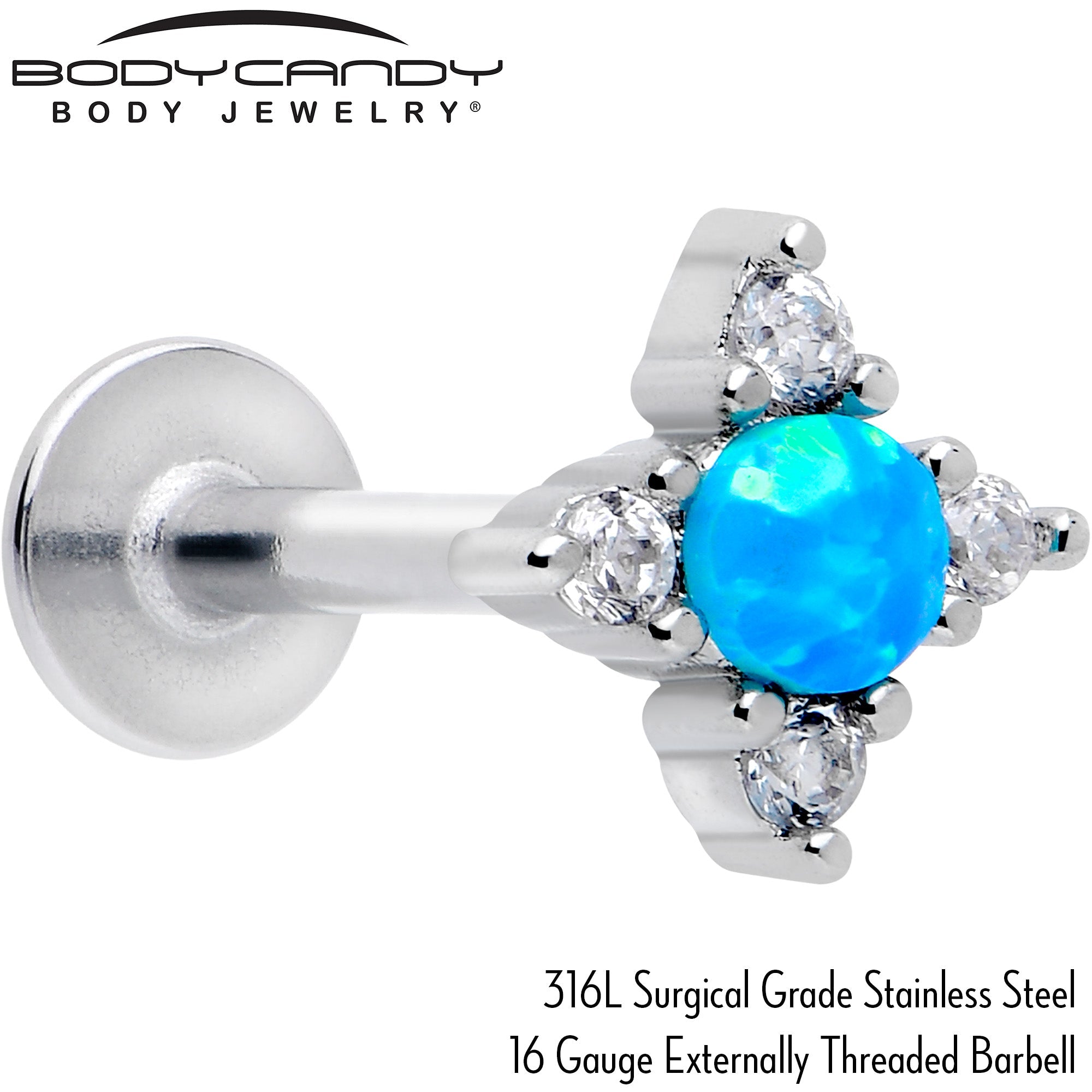 16G 5/16 Blue Synthetic Opal Rhombus Star Flatback Stud