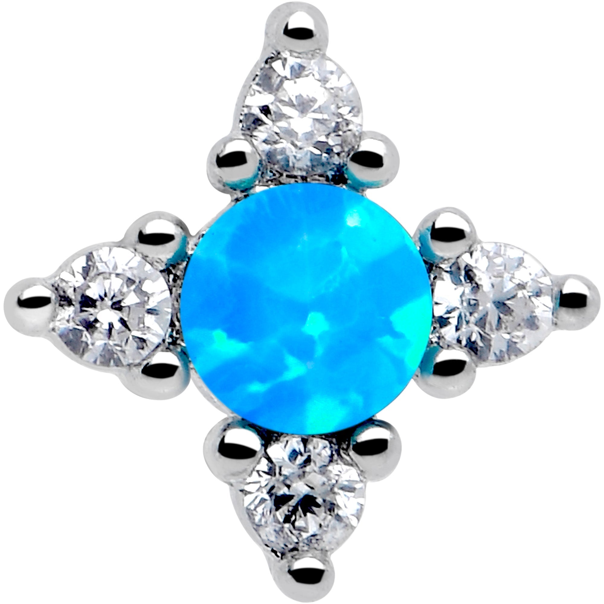 16G 5/16 Blue Synthetic Opal Rhombus Star Flatback Stud