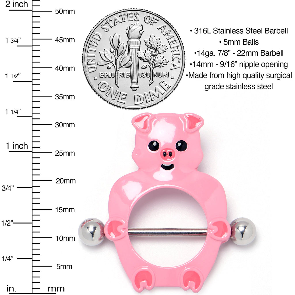 14G 9/16 Happy Pink Pigs Nipple Shield Set