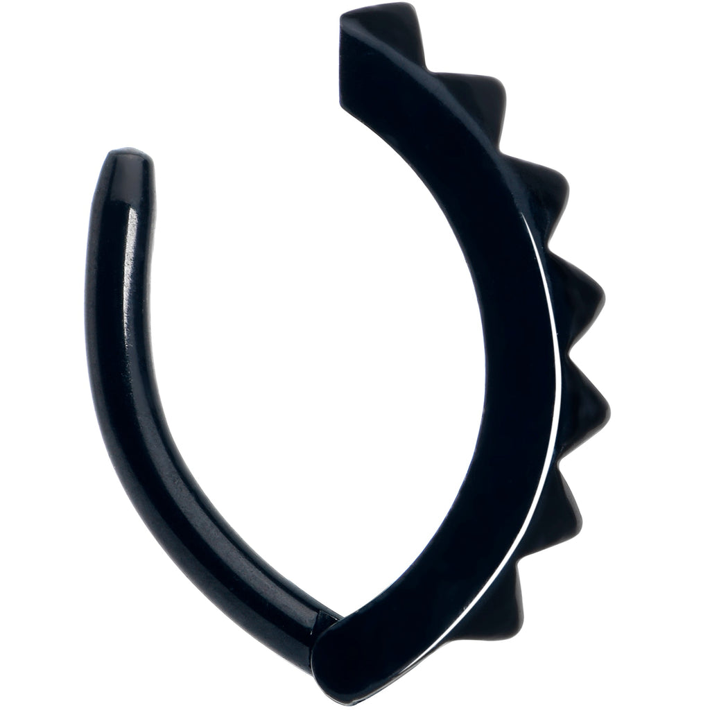 Black Three Dimensional Textured Forward Facing Hinged Hoop Belly Ring
