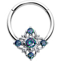 16G 3/8 Vitrail CZ Gem Beauty Cross Hinged Segment Ring