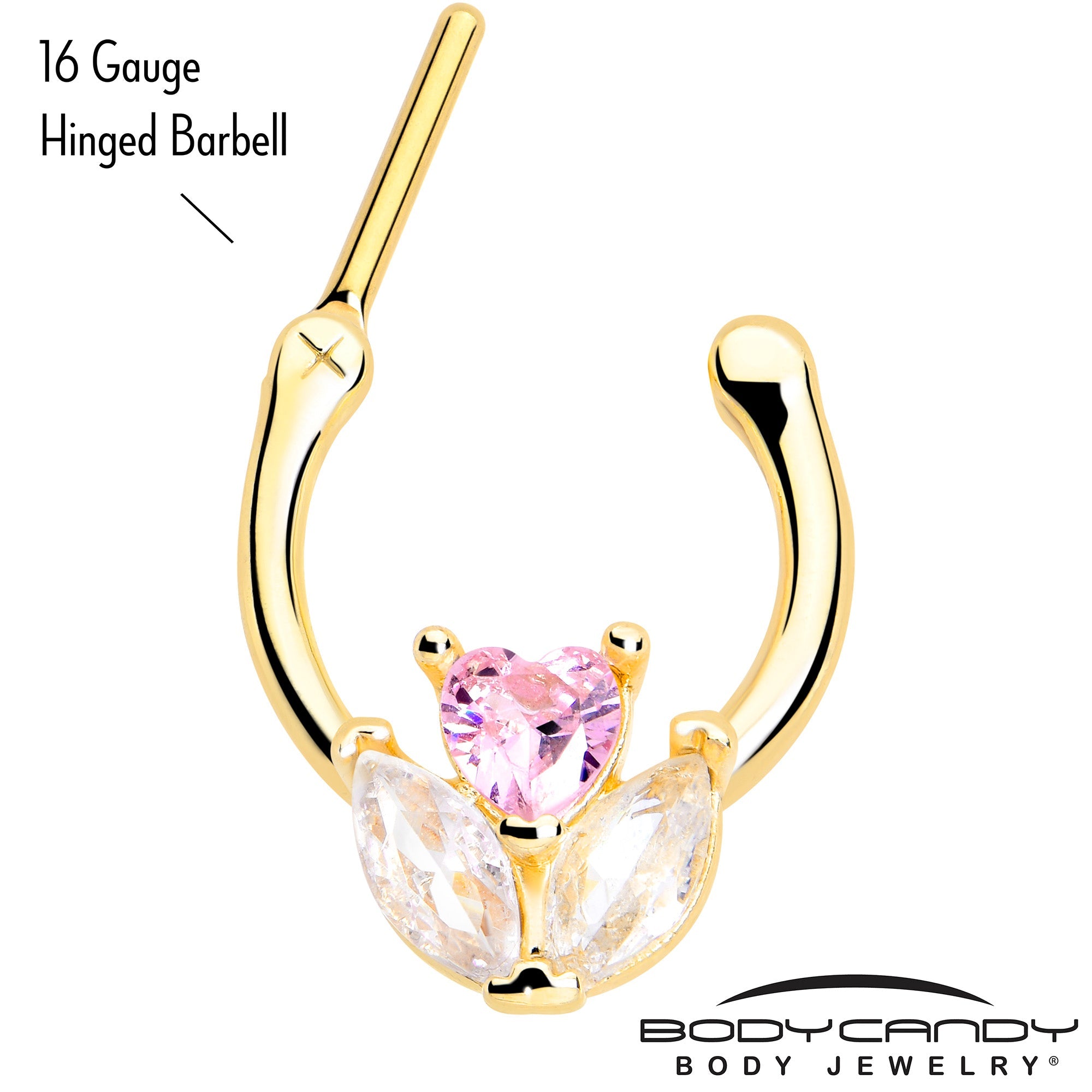 16G 5/16 Pink CZ Gem Gold Tone Love Flower Cartilage Clicker