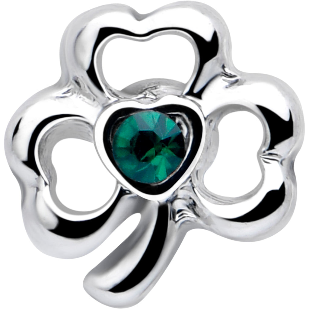 16G 5/16 Green Gem Heart Shamrock St Patricks Cartilage Earring