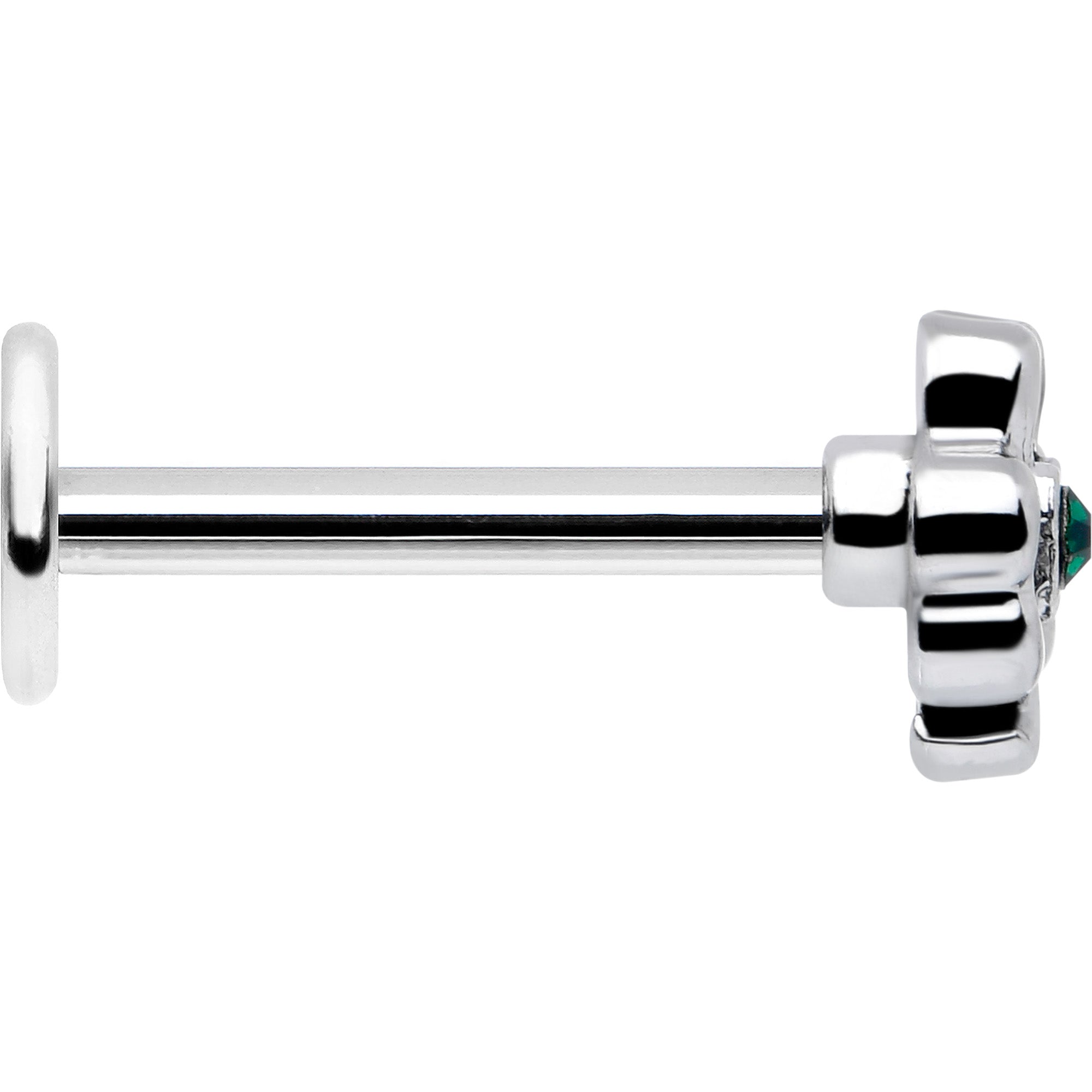 16G 5/16 Green Gem Heart Shamrock St Patricks Labret Monroe Tragus