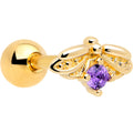 16G 1/4 Purple Gem Gold Tone Beauty Bug Cartilage Tragus Earring