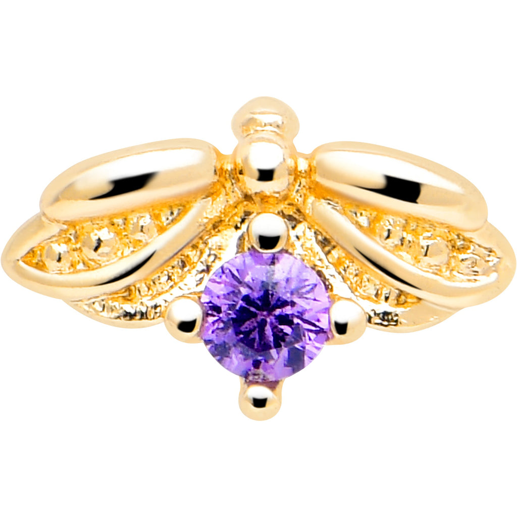 16G 5/16 Purple Gem Gold Tone Beauty Bug Labret Monroe Tragus