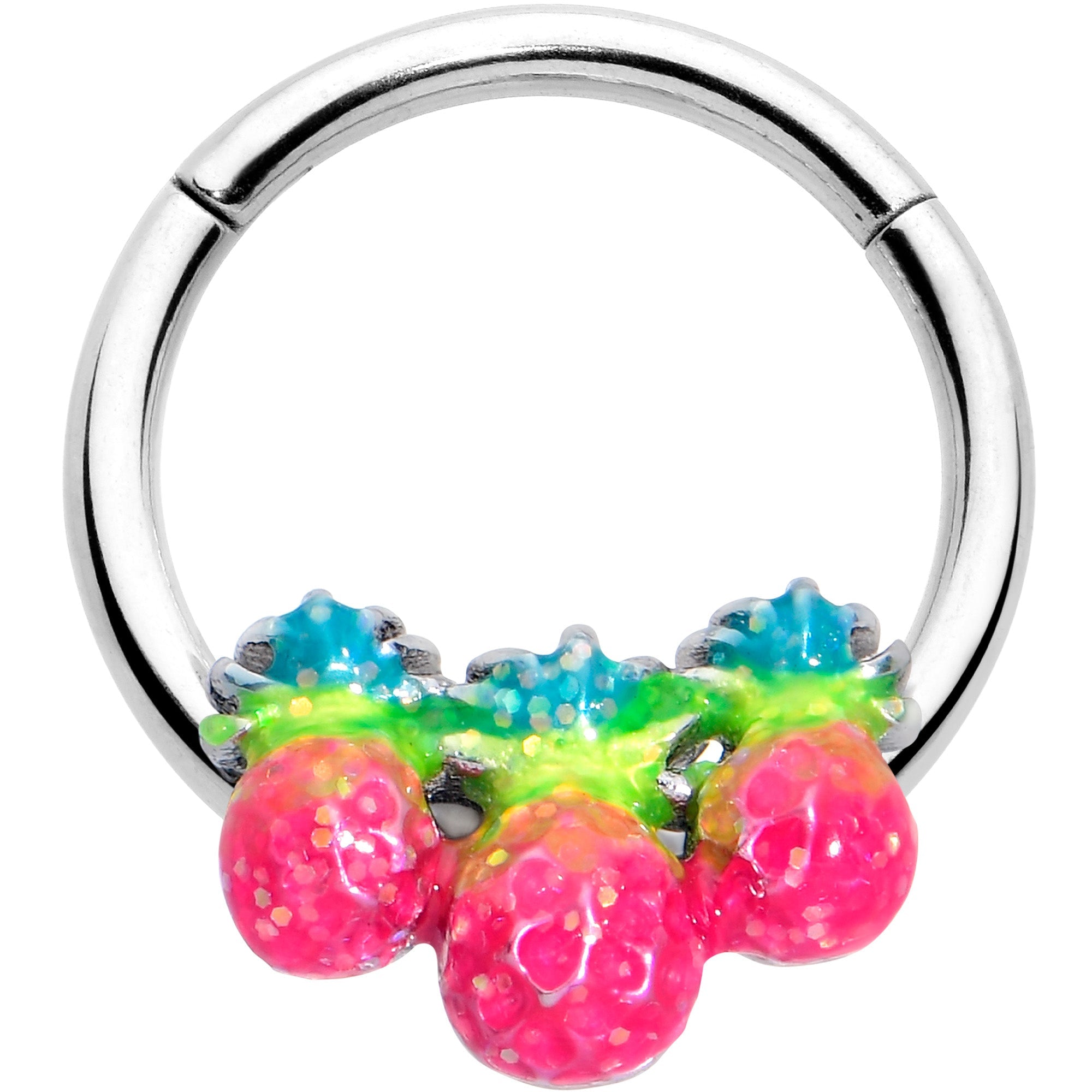 16G 3/8 Hot Tropical Pineapples Hinged Segment Ring