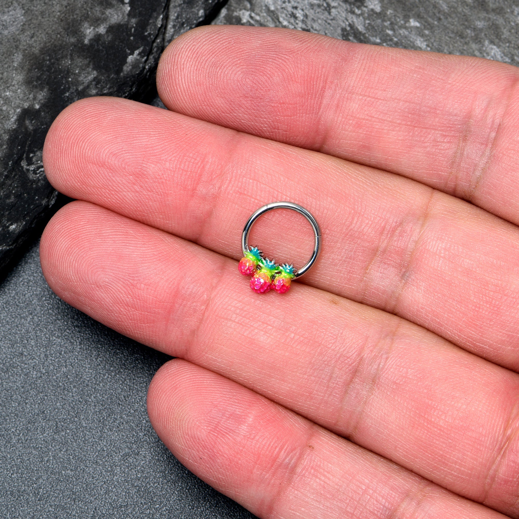 16G 3/8 Hot Tropical Pineapples Hinged Segment Ring