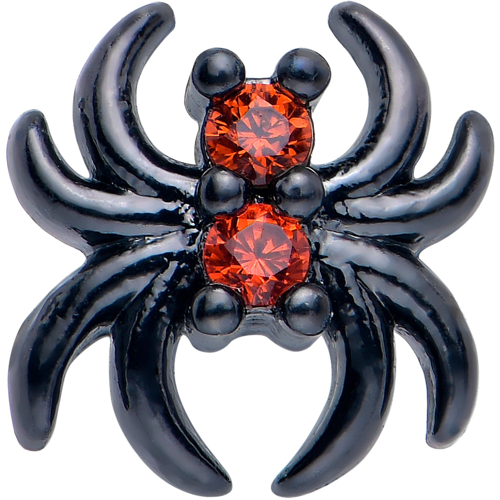 20G 7mm Red CZ Gem Black Sleek Spider L Shape Nose Ring