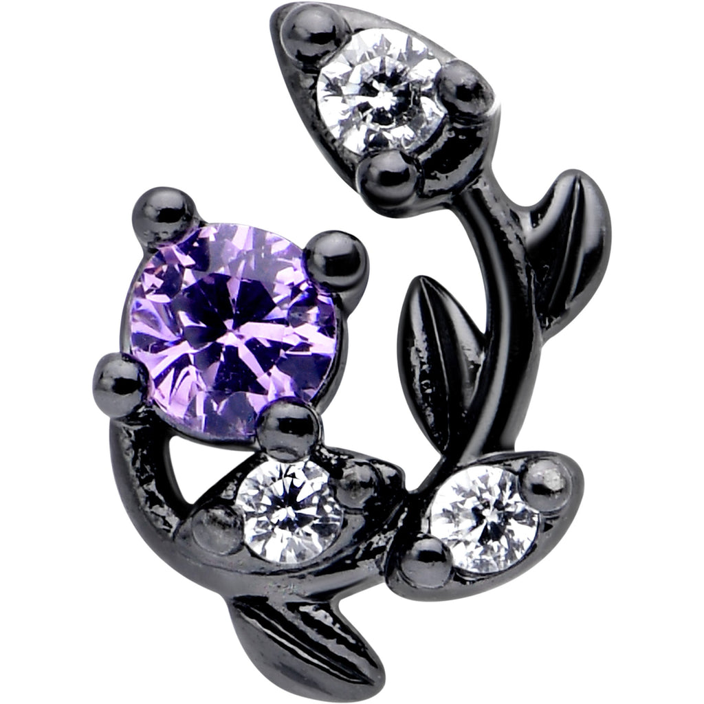 16G 5/16 Purple Clear Gem Black Twining Vine Labret Monroe Tragus