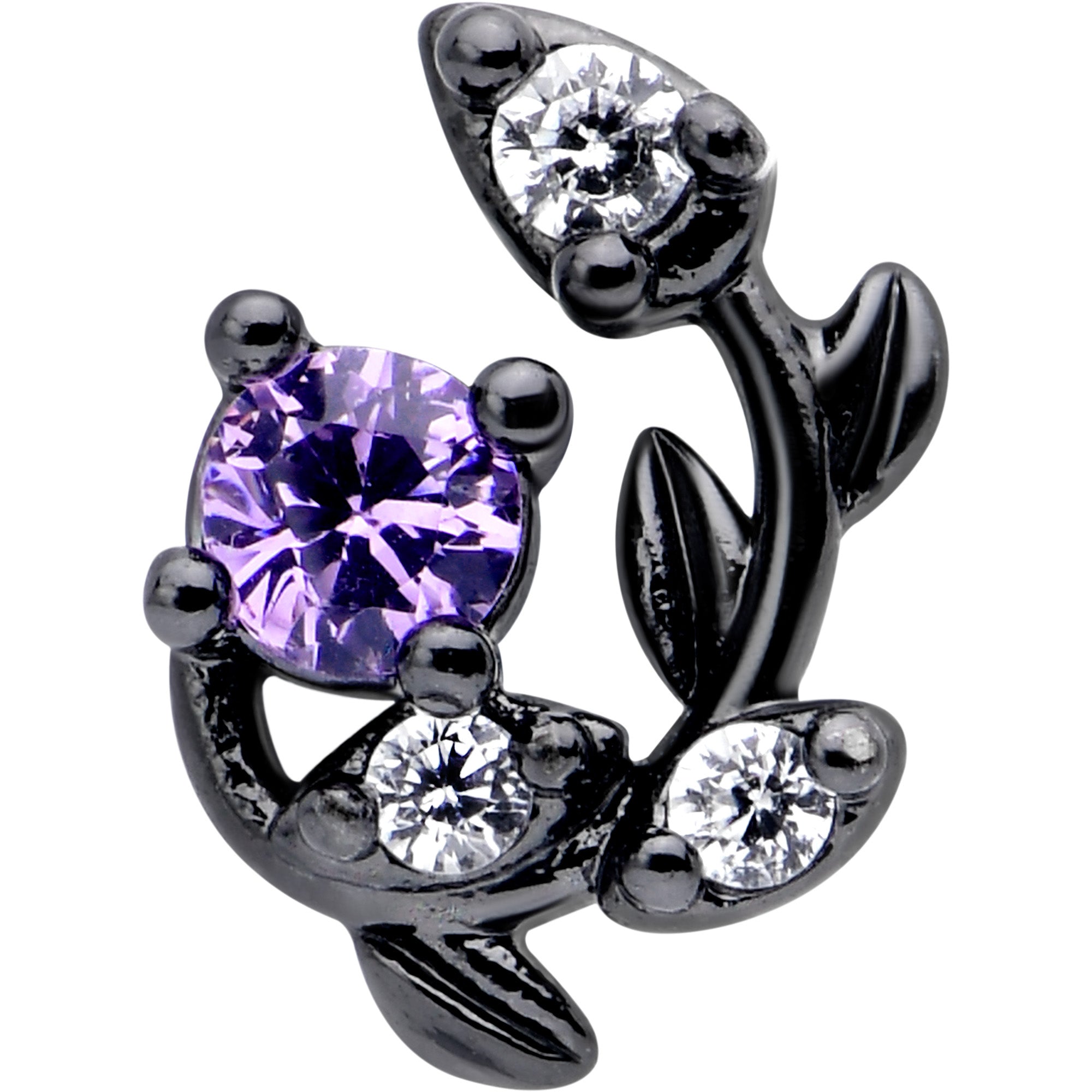 16G 5/16 Purple Clear Gem Black Twining Vine Labret Monroe Tragus