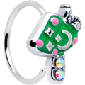 20G 5/16 Aurora Gem Fanciful Green Mushroom Nose Hoop