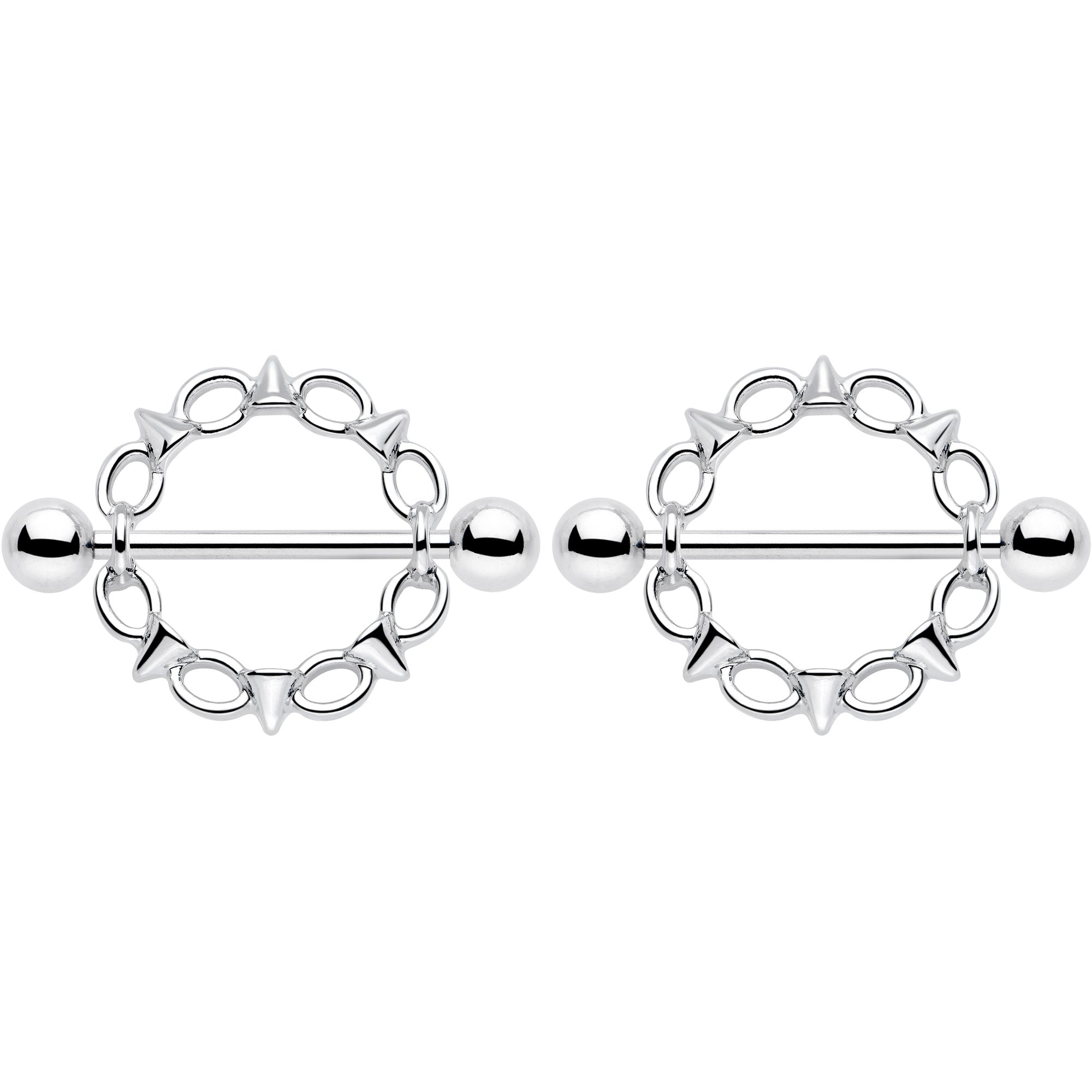 14G 9/16 Links And Spikes Nipple Shield Set