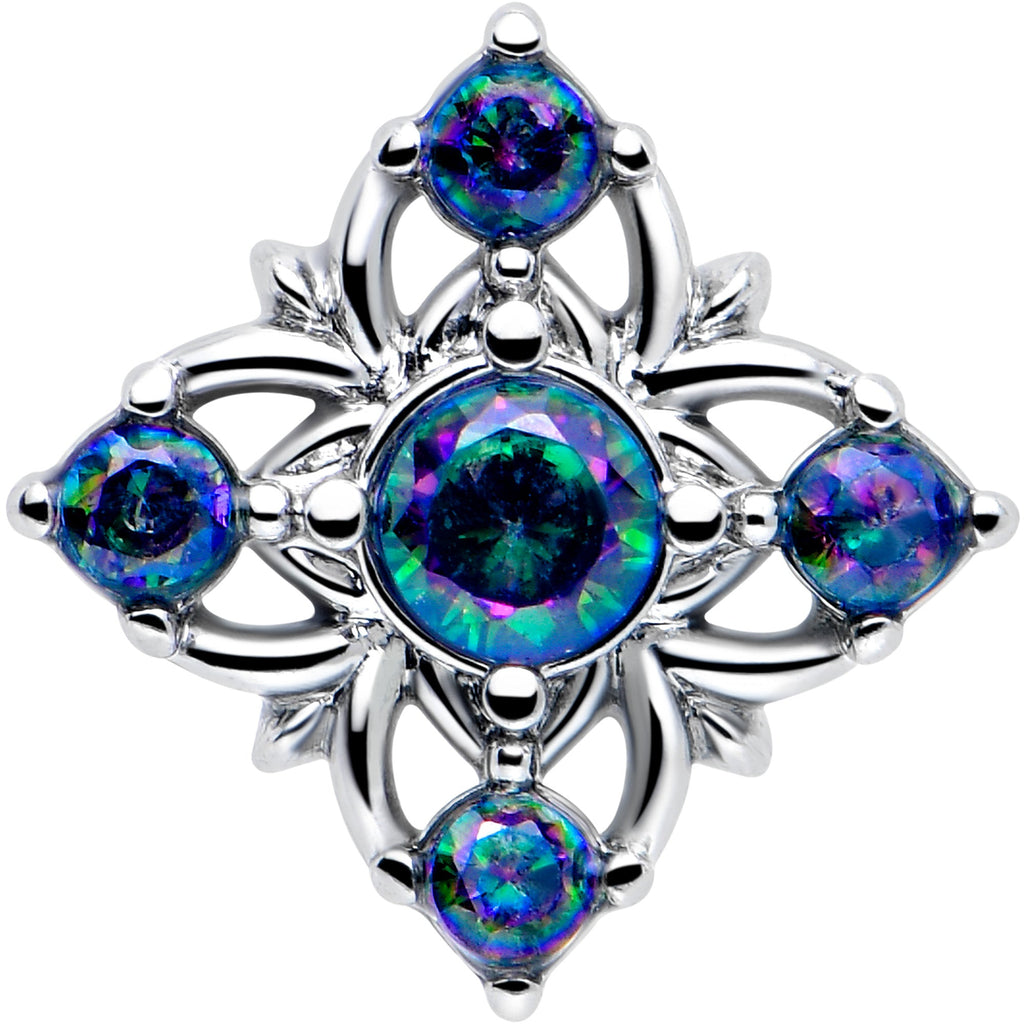 16G 1/4 Vitrail CZ Gem Beauty Cross Cartilage Tragus Earring