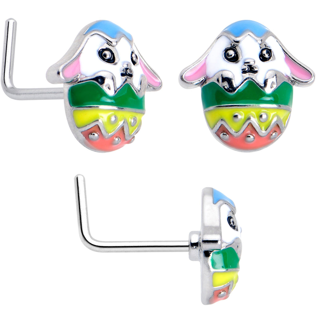20G 7mm Easter Egg Bunny L Shape Nose Ring Set of 3