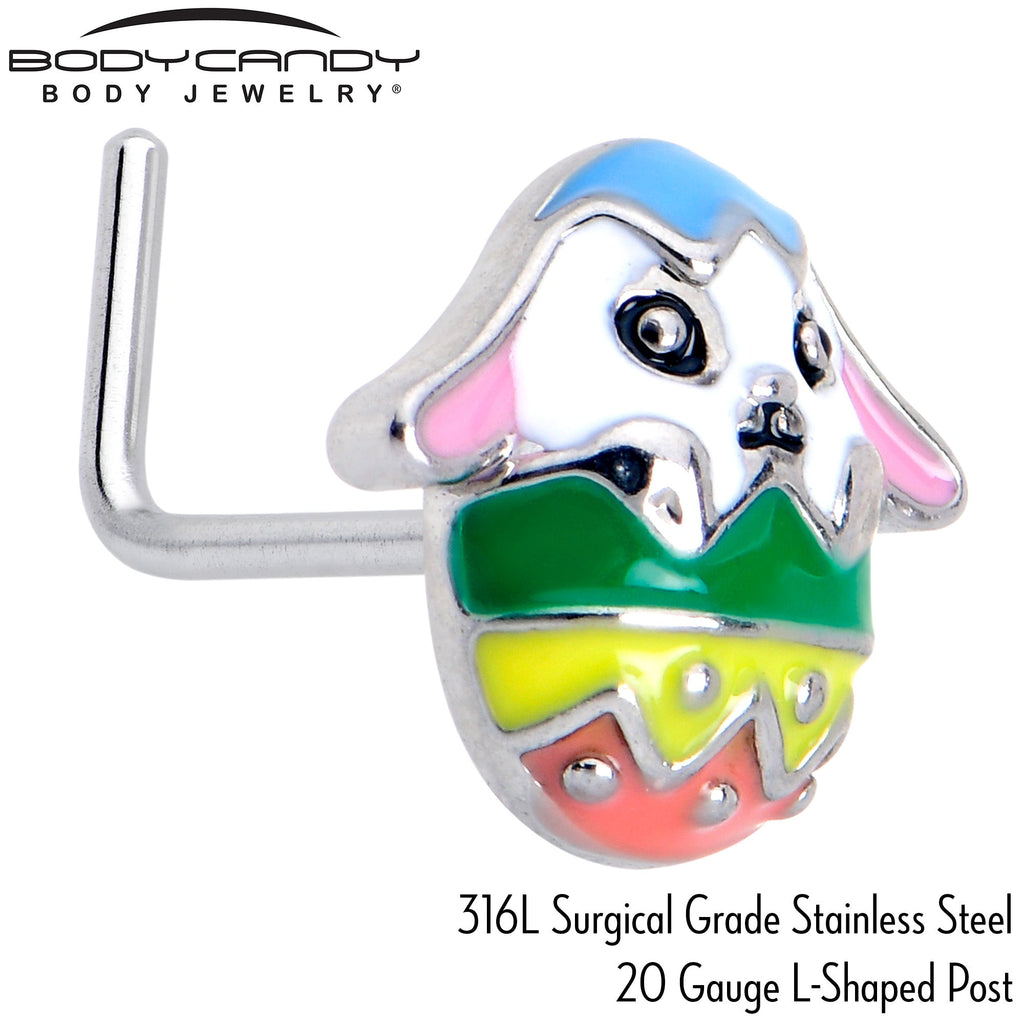 20G 7mm Easter Egg Bunny L Shape Nose Ring Set of 3