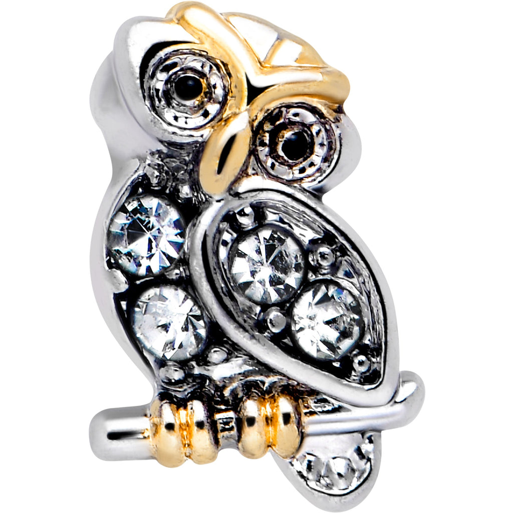 20G 7mm Clear Gem Evening Owl L Shape Nose Ring