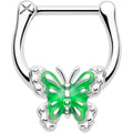 16G 5/16 Butterfly Green Splash Cartilage Clicker