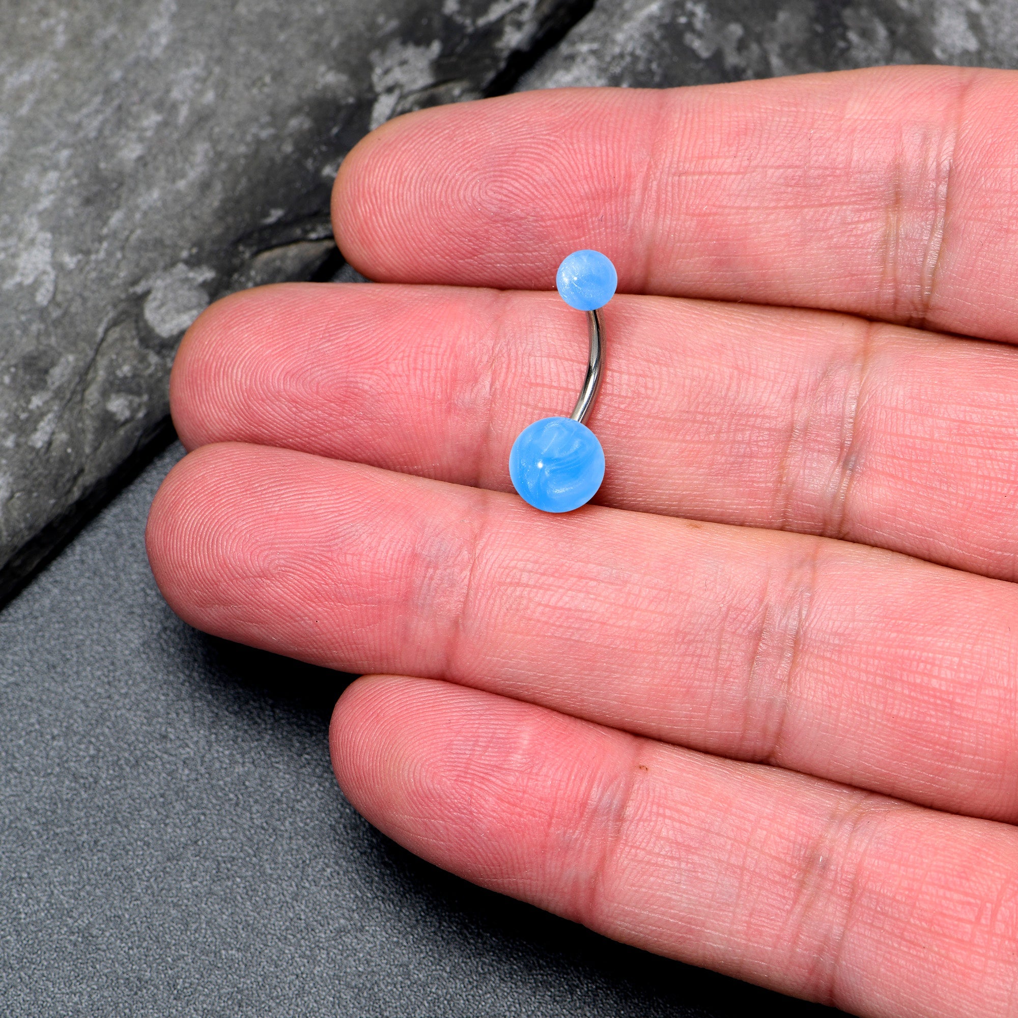 Opaque Pastel Blue Ends Belly Ring