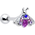 16G 1/4 Pink Blue Gem Beautiful Insect Cartilage Tragus Earring