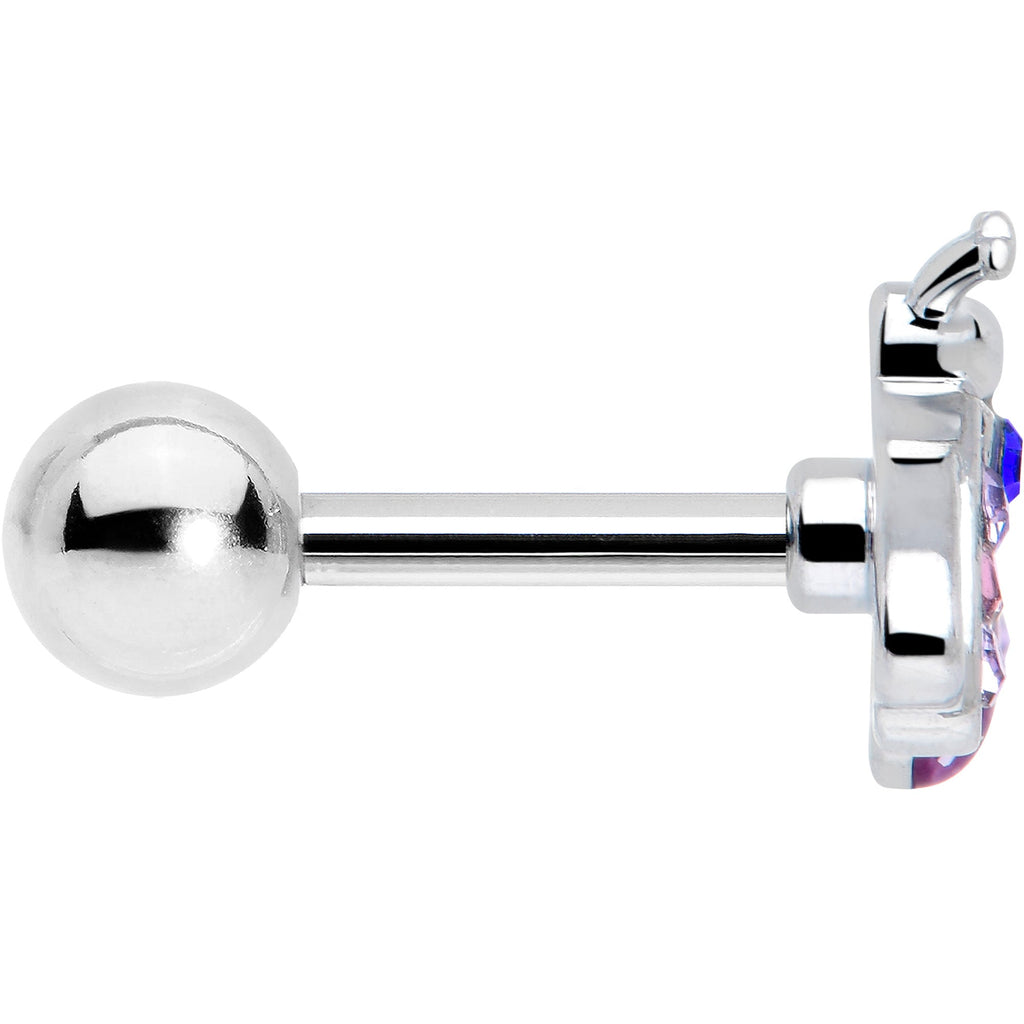 16G 1/4 Pink Blue Gem Beautiful Insect Cartilage Tragus Earring