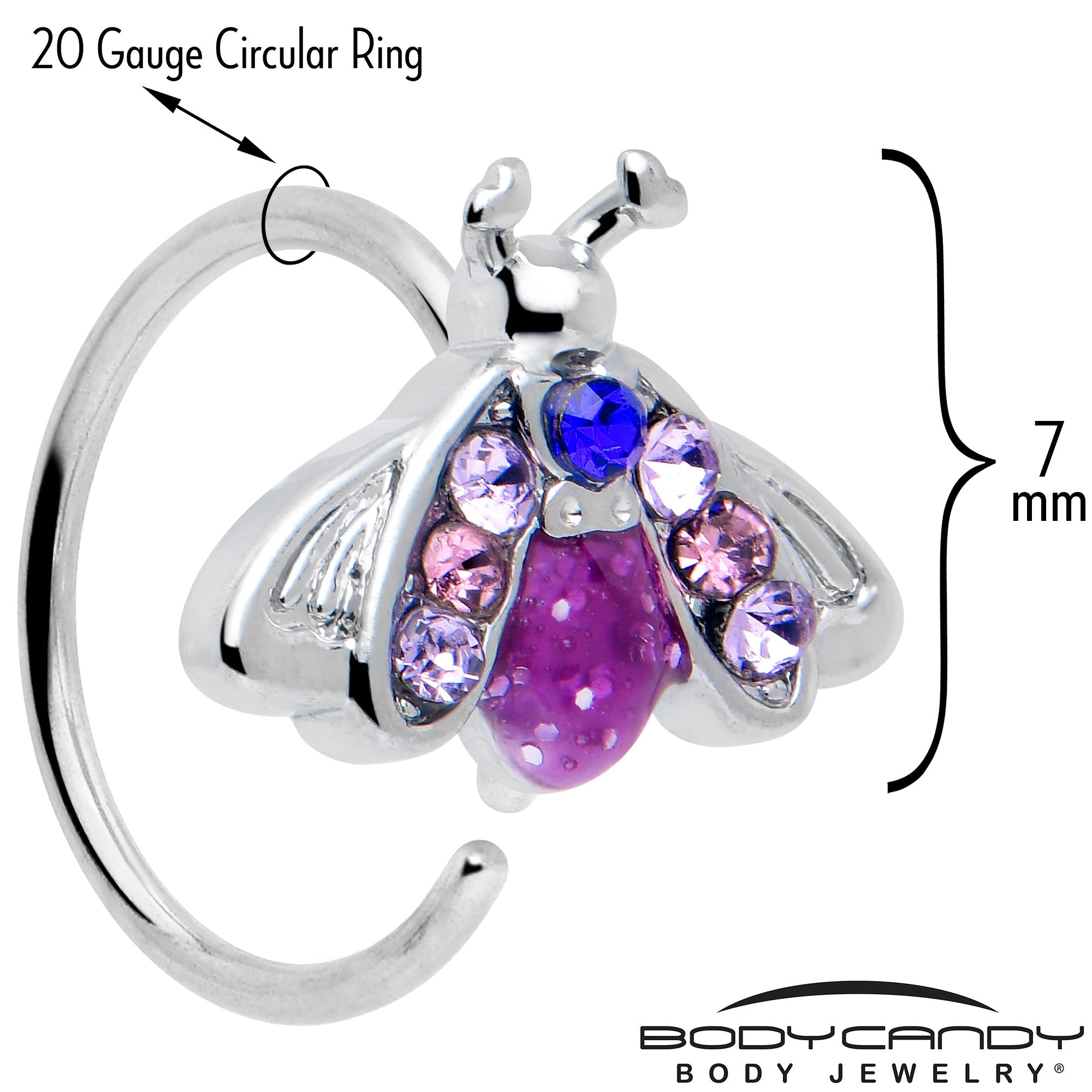 20G 5/16 Pink Blue Gem Beautiful Insect Nose Hoop