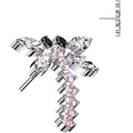 Aurora CZ Gem ASTM F-136 Dragon Flat Back Earring Push In Top